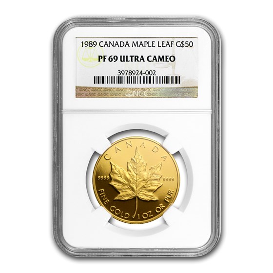 1989 Canada 1 oz Proof Gold Maple Leaf PF-69 NGC 1989 Canada 1 oz Proof Gold Maple Leaf PF-69 NGC