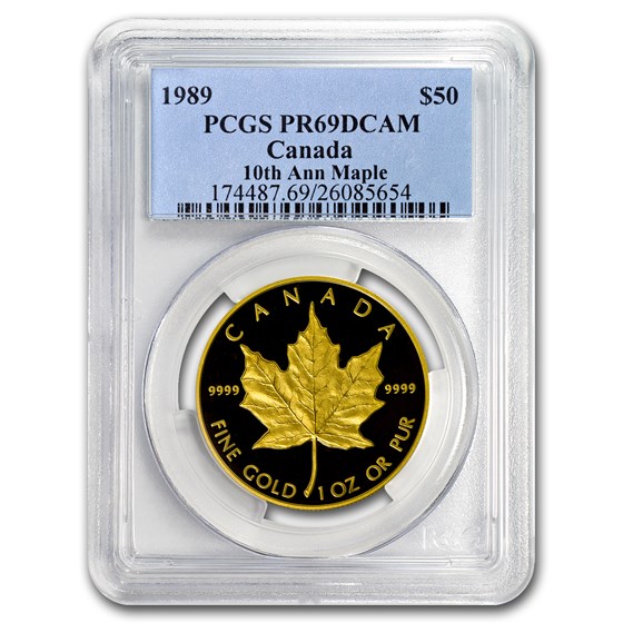 1989 Canada 1 oz Proof Gold Maple Leaf PR-69 PCGS 1989 Canada 1 oz Proof Gold Maple Leaf PR-69 PCGS