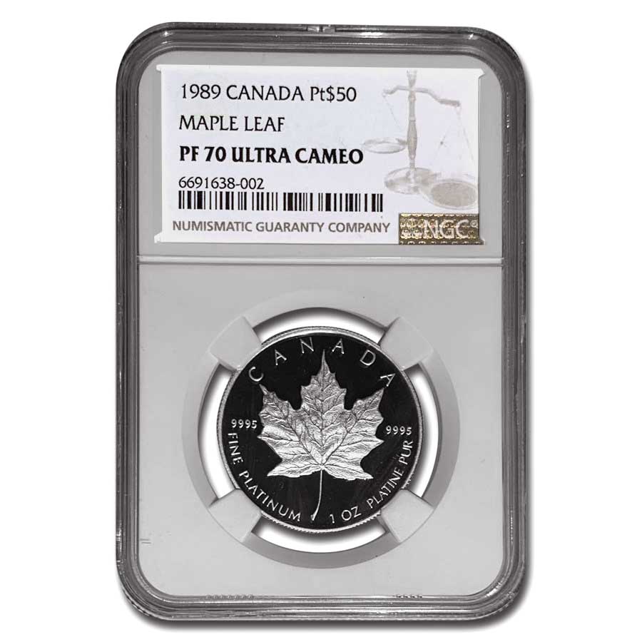 Buy 1989 Canadian 1 oz Platinum Maple Leaf PF-70 UCAM | APMEX