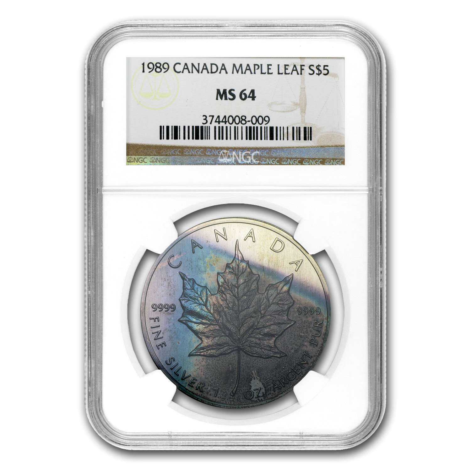Buy 1989 Canadian 1 oz Silver Maple Leaf MS-64 NGC (Toning) | APMEX