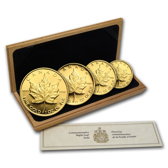 1989 Canada 4-Coin Gold Maple Leaf PF Set (10th Anniv, Box & COA) 1989 Canada 4-Coin Gold Maple Leaf PF Set (10th Anniv, Box & COA)