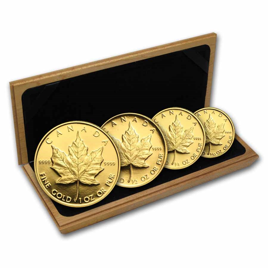 1989 Canada 4-Coin Gold Maple Leaf PF Set (10th Anniv, Box Only)