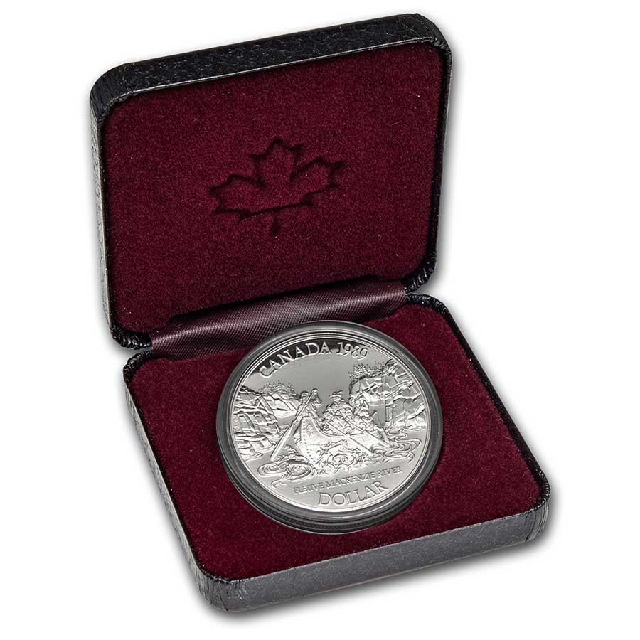 Canada 1989 Proof Set Mackenzie River Silver Dollar 