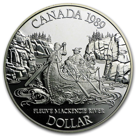 1989 Canada Silver Dollar Proof (Mackenzie River) 1989 Canada Silver Dollar Proof (Mackenzie River)