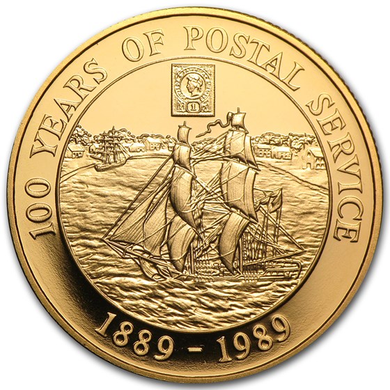 1989 Cayman Islands Proof Gold 100 Dollars Postal Service 1989 Cayman Islands Proof Gold 100 Dollars Postal Service