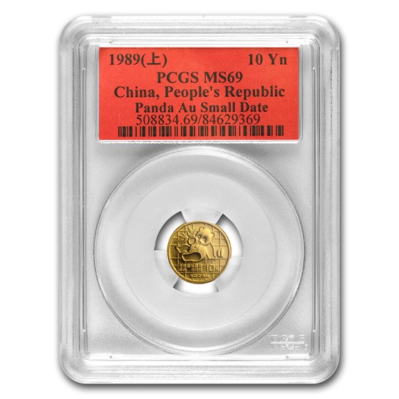 1989 China 1/10 oz Gold Panda MS-69 PCGS (Small Date) 1989 China 1/10 oz Gold Panda MS-69 PCGS (Small Date)