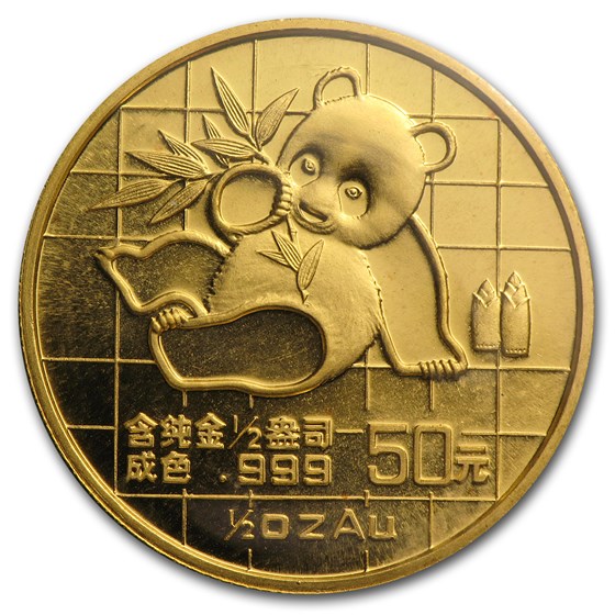 1989 China 1/2 oz Gold Panda Small Date BU (Sealed)