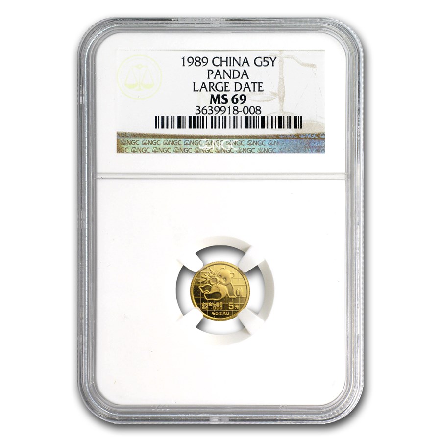 1989 China 1/20 oz Gold Panda Large Date MS-69 NGC