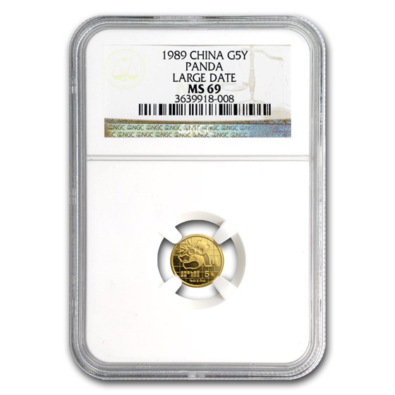1989 China 1/20 oz Gold Panda Large Date MS-69 NGC 1989 China 1/20 oz Gold Panda Large Date MS-69 NGC