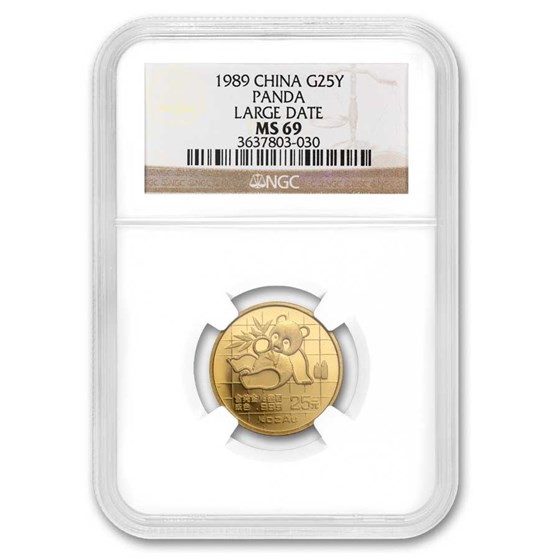 1989 China 1/4 oz Gold Panda Large Date MS-69 NGC 1989 China 1/4 oz Gold Panda Large Date MS-69 NGC