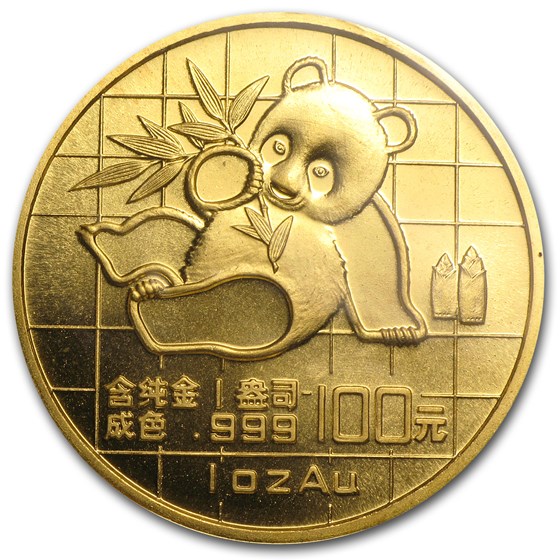 1989 China 1 oz Gold Panda Small Date BU (Sealed)