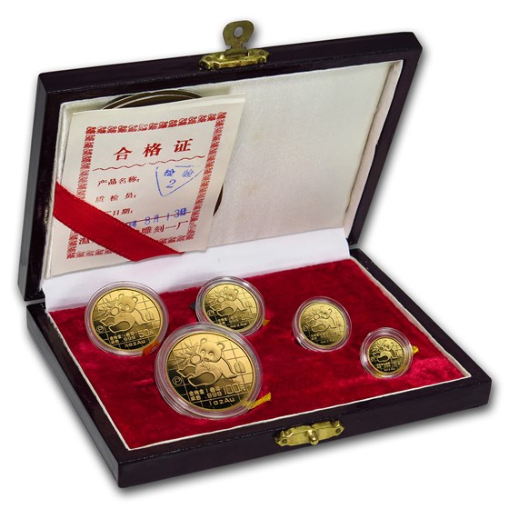 1989 China 5-Coin Gold Panda Proof Set (w/Box & COA) 1989 China 5-Coin Gold Panda Proof Set (w/Box & COA)