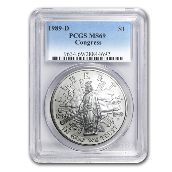 1989-D Congress Bicentennial $1 Silver Commem MS-69 PCGS 1989-D Congress Bicentennial $1 Silver Commem MS-69 PCGS