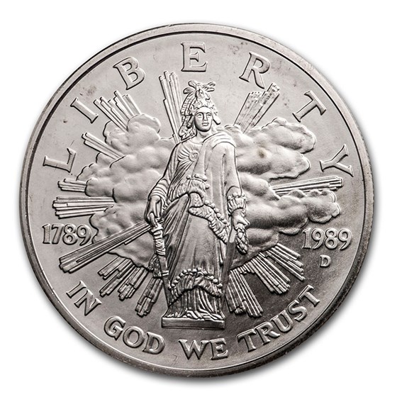 1989-D Congressional $1 Silver Commem BU (Box & COA) 1989-D Congressional $1 Silver Commem BU (Box & COA)