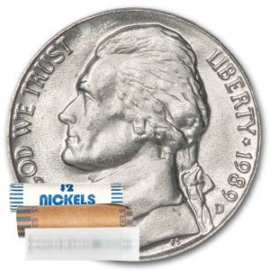 1989-D Jefferson Nickel 40-Coin Roll BU 1989-D Jefferson Nickel 40-Coin Roll BU