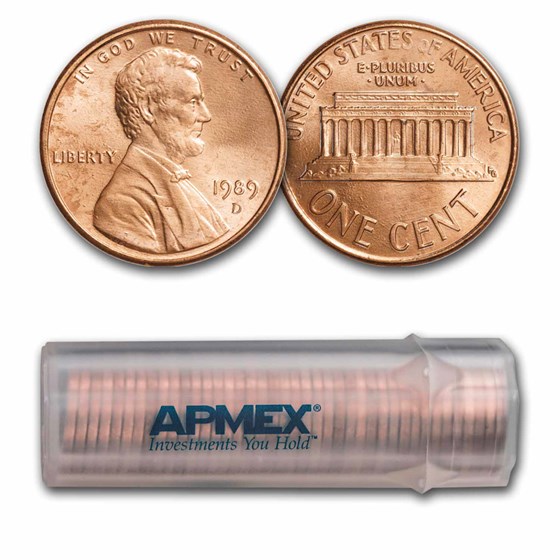 1989-D Lincoln Cent 50-Coin Roll BU 1989-D Lincoln Cent 50-Coin Roll BU