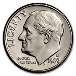 1989-D Roosevelt Dime 50-Coin Roll BU