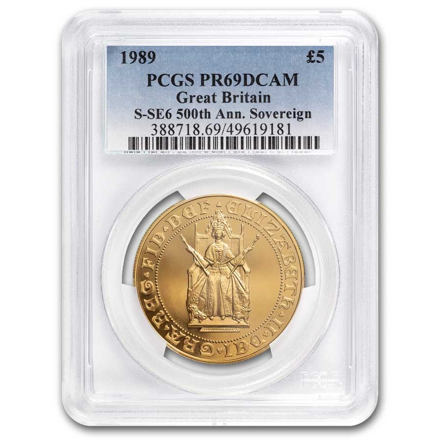 1989 Great Britain Gold £5 Sovereign 500th Anniversary PR-69 PCGS
