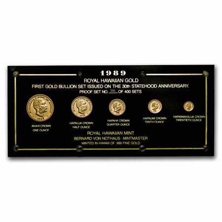Buy 1989 Hawaii 5-Coin Gold King Kalakaua I Proof Set | APMEX