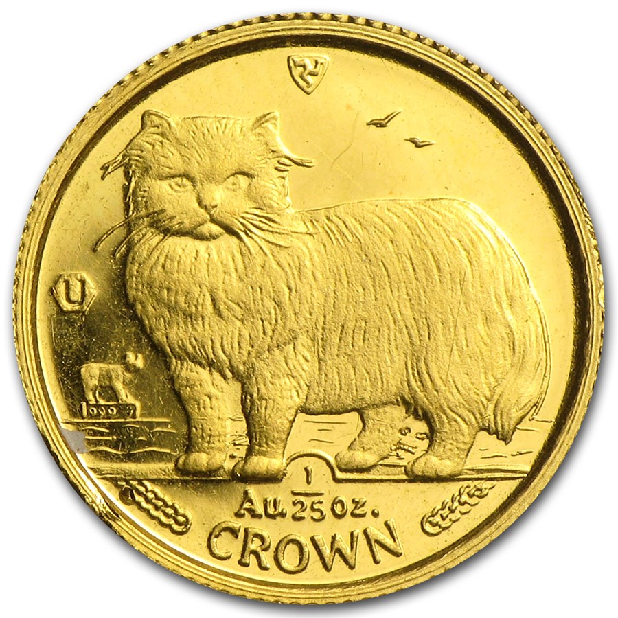 1989 Isle of Man 1/25 oz Gold Persian Cat