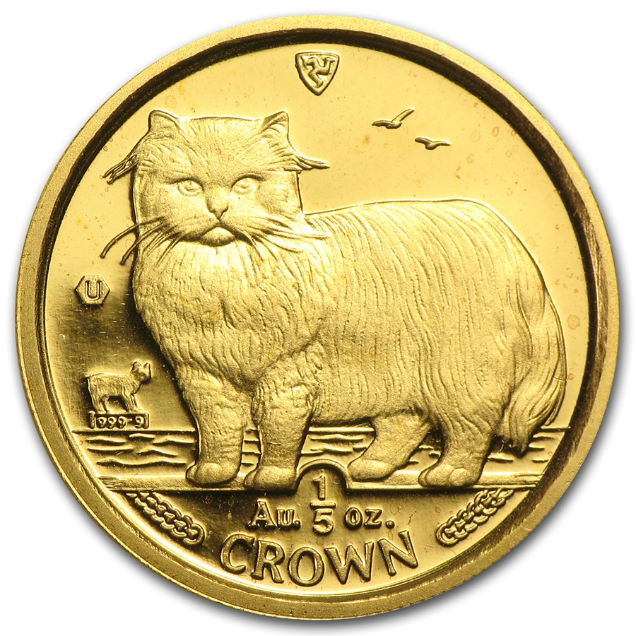 1989 Isle of Man 1/5 oz Gold Persian Cat