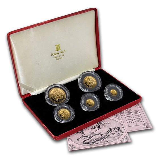 1989 Isle of Man Gold Angel Set (w/box and COA) 1989 Isle of Man Gold Angel Set (w/box and COA)