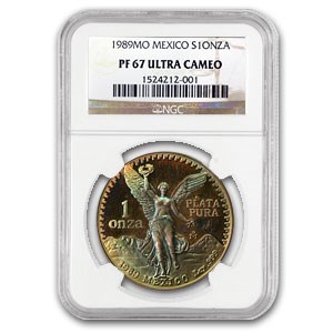 1989 Mexico 1 oz Silver Libertad PF-67 NGC (Toning) 1989 Mexico 1 oz Silver Libertad PF-67 NGC (Toning)