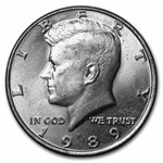 1989-P Kennedy Half Dollar 20-Coin Roll BU