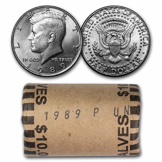 1989-P Kennedy Half Dollar 20-Coin Roll BU 1989-P Kennedy Half Dollar 20-Coin Roll BU