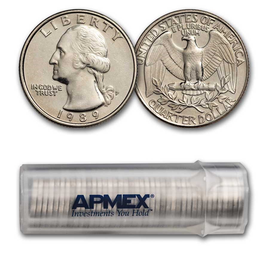 1989-P Washington Quarter 40-Coin Roll BU