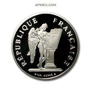 1989 Platinum 100 Francs French Angel (Abrasions, APW .643) 1989 Platinum 100 Francs French Angel (Abrasions, APW .643)