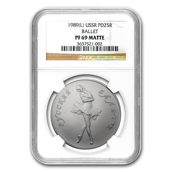 1989 Russia 1 oz Palladium Ballerina PF-69 NGC (Matte) 1989 Russia 1 oz Palladium Ballerina PF-69 NGC (Matte)