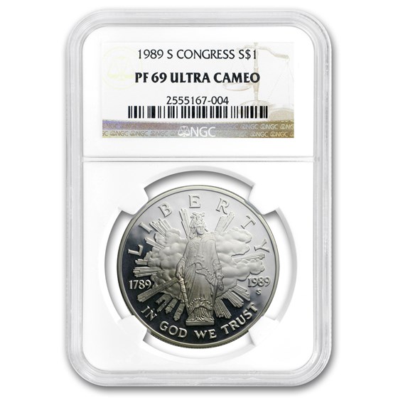 1989-S Congress Bicentennial $1 Silver Commem PF-69 NGC 1989-S Congress Bicentennial $1 Silver Commem PF-69 NGC
