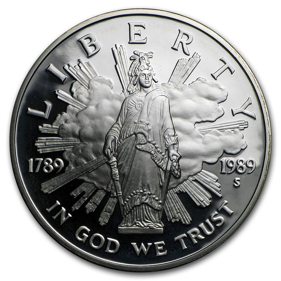 1989-S Congressional $1 Silver Commem Proof (w/Box & COA)
