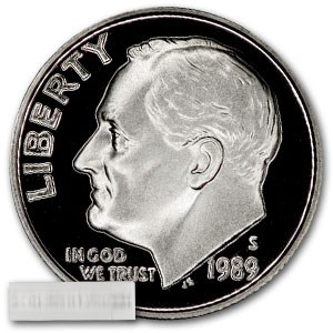 1989-S Roosevelt Dime 50-Coin Roll Proof 1989-S Roosevelt Dime 50-Coin Roll Proof