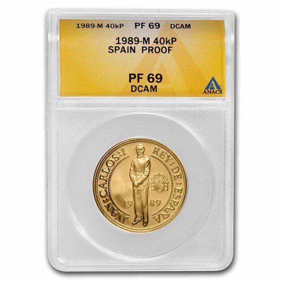1989 Spain Proof Gold 40000 Pesetas Sea Monster PF-69 ANACS 1989 Spain Proof Gold 40000 Pesetas Sea Monster PF-69 ANACS
