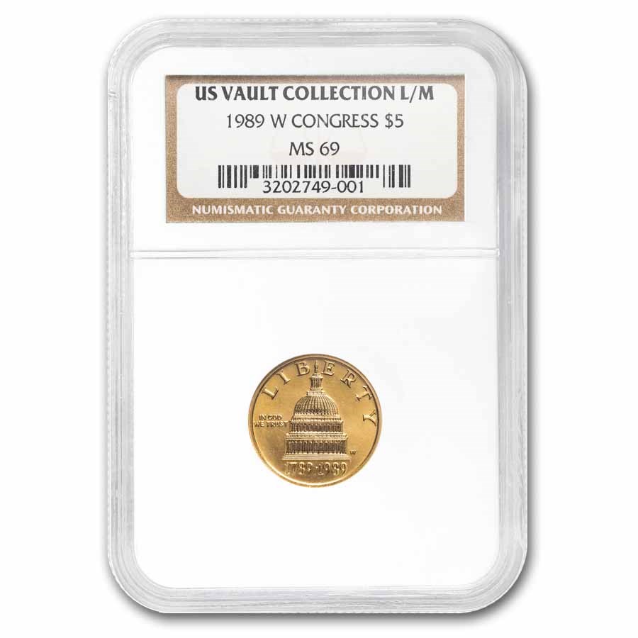 1989-W Gold $5 Commem Congressional MS-69 NGC