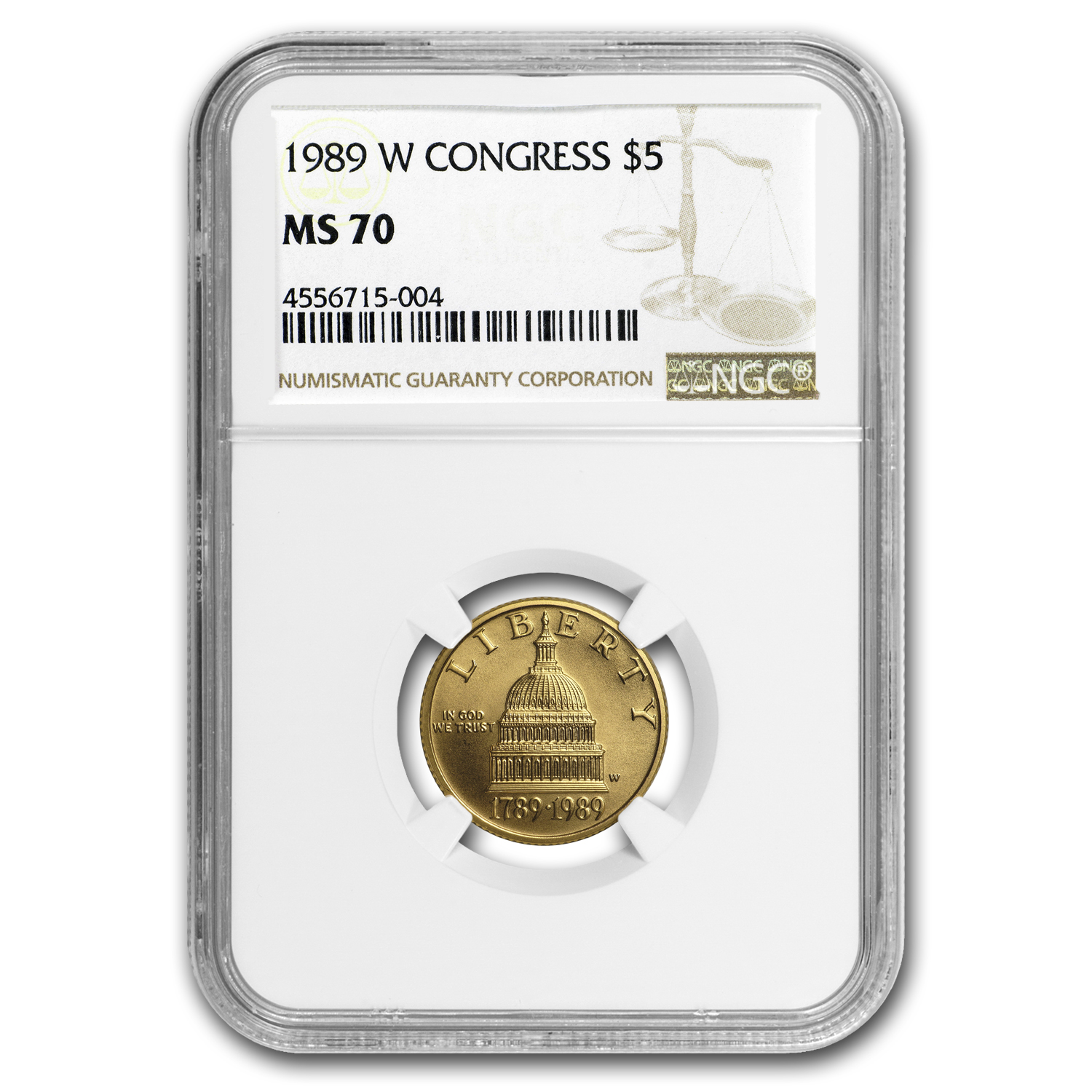 K*可様 【Free!】思い出の金メダル Acos Buy 1989-W Gold $5 Commem Congressional MS-70 NGC | APMEX