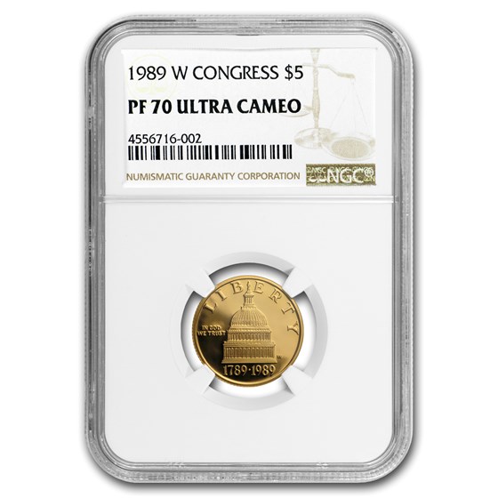 1989-W Gold $5 Commem Congressional PF-70 NGC