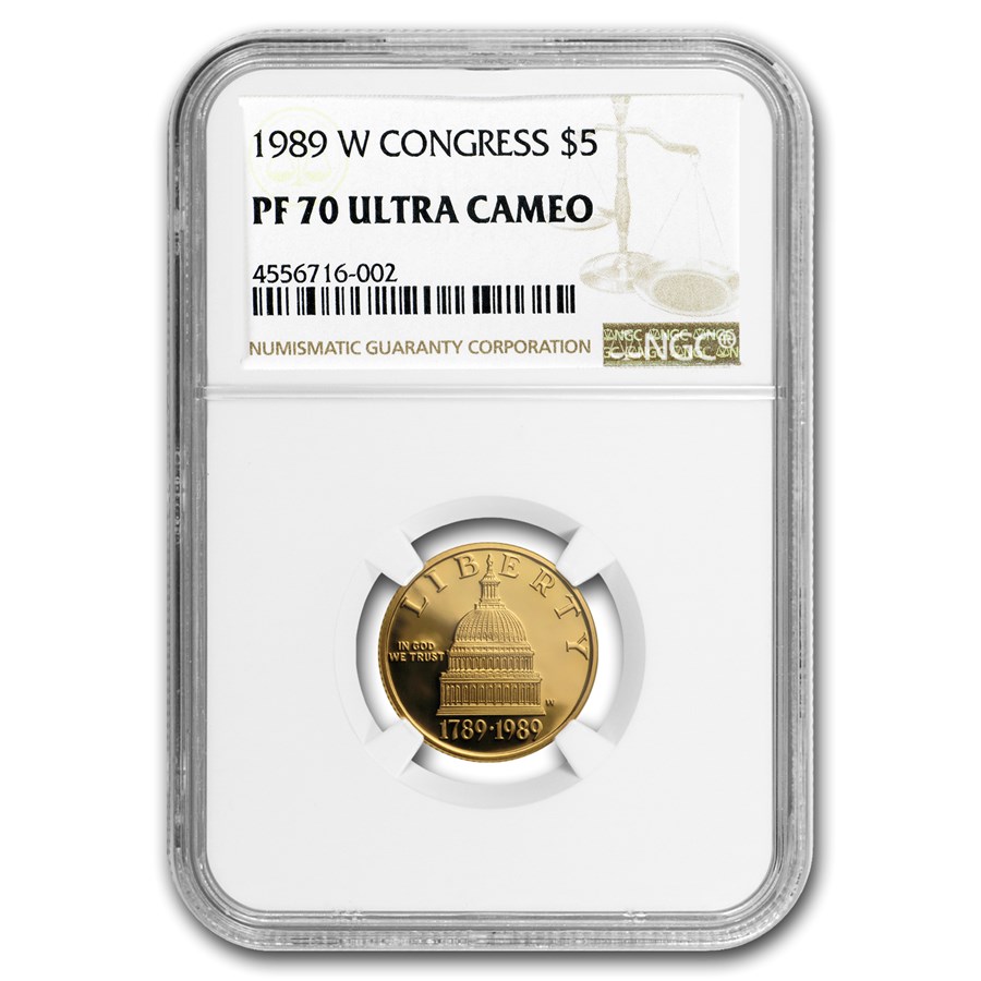 1989-W Gold $5 Commem Congressional PF-70 NGC