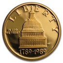 1989-W Gold $5 Commem Congressional Proof (w/Box & COA)