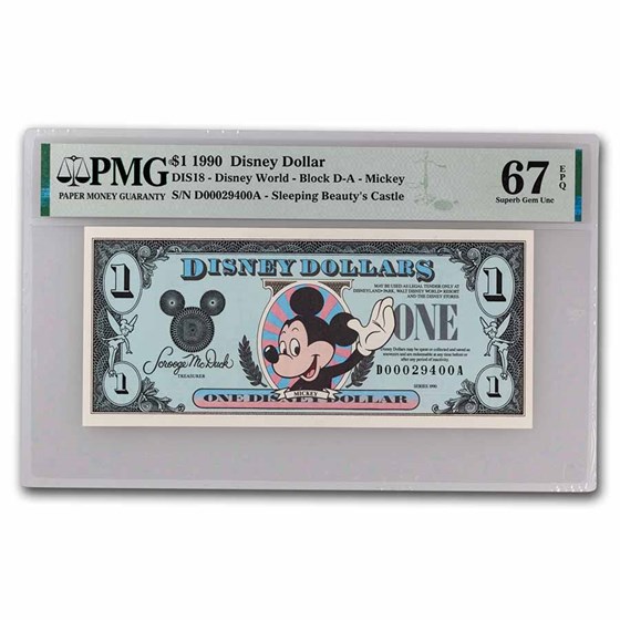 1990 $1.00 (DA) Waving Mickey CU-67 EPQ PMG (DIS#18) 1990 $1.00 (DA) Waving Mickey CU-67 EPQ PMG (DIS#18)