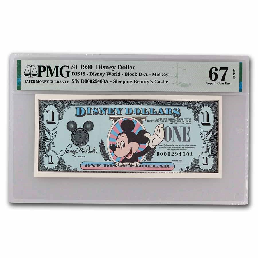 1990 $1.00 (DA) Waving Mickey CU-67 EPQ PMG (DIS#18)