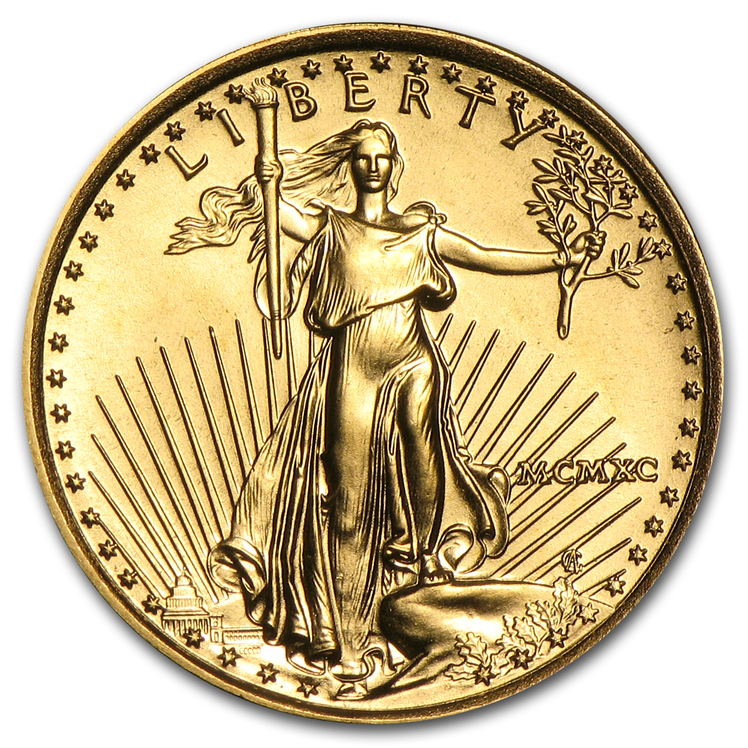 1990-P American Gold Eagle Proof 1/10 oz $5 Coin in Capsule