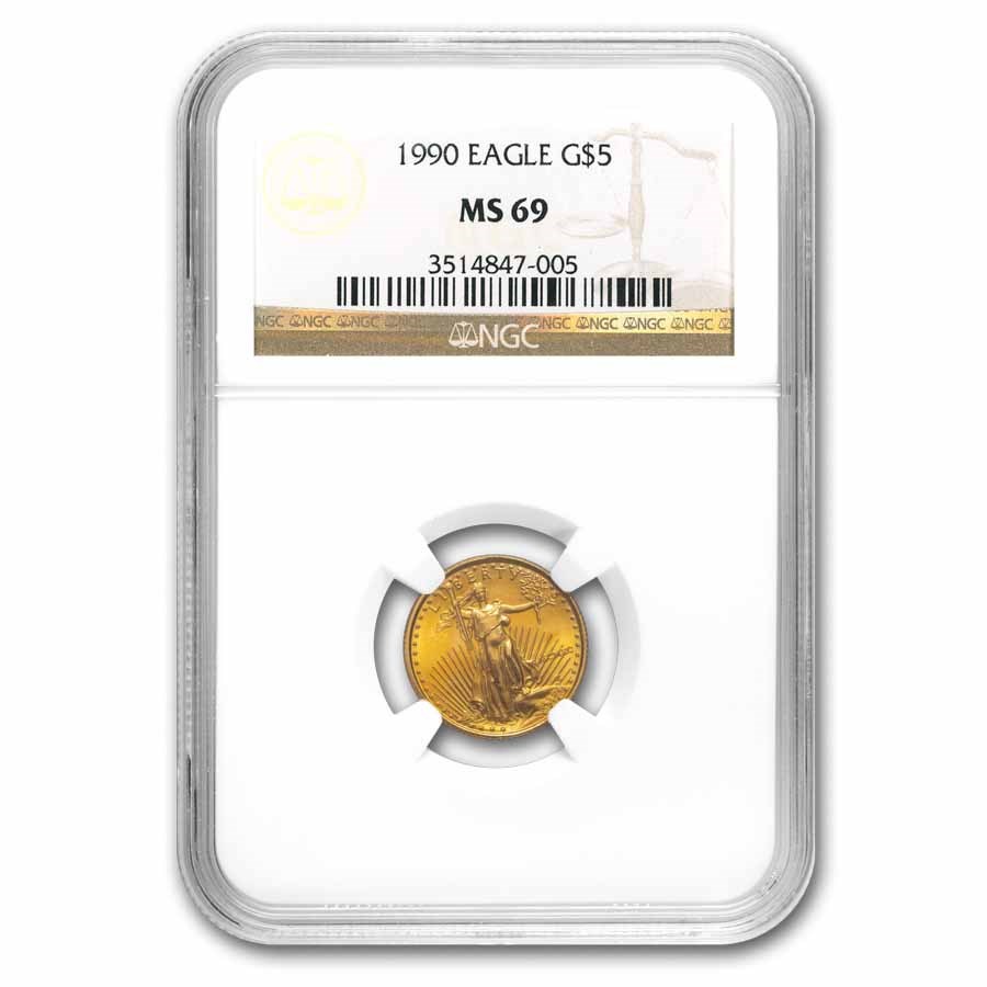 1990 1/10 oz American Gold Eagle MS-69 NGC