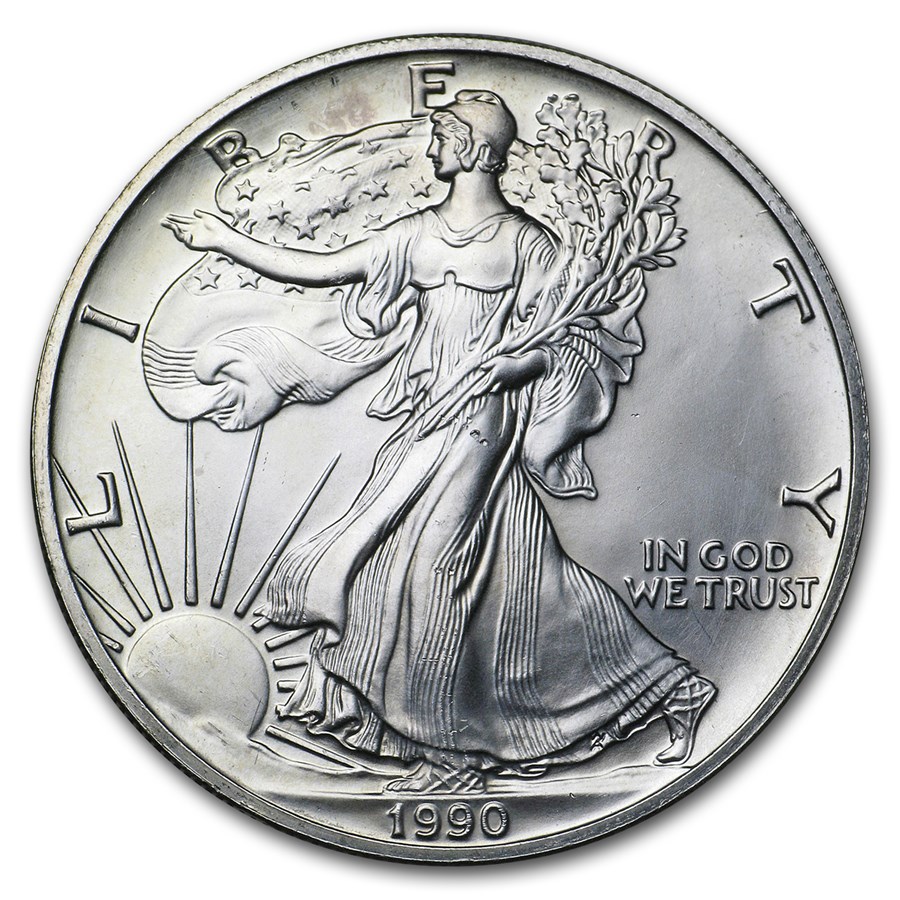 1990 1 oz American Silver Eagle (Abrasions)