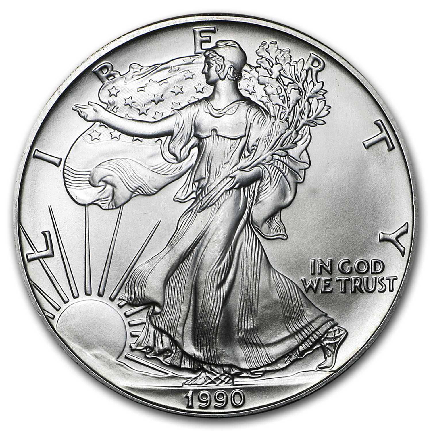 1990 1 oz Silver American Eagle $1 Coin BU 