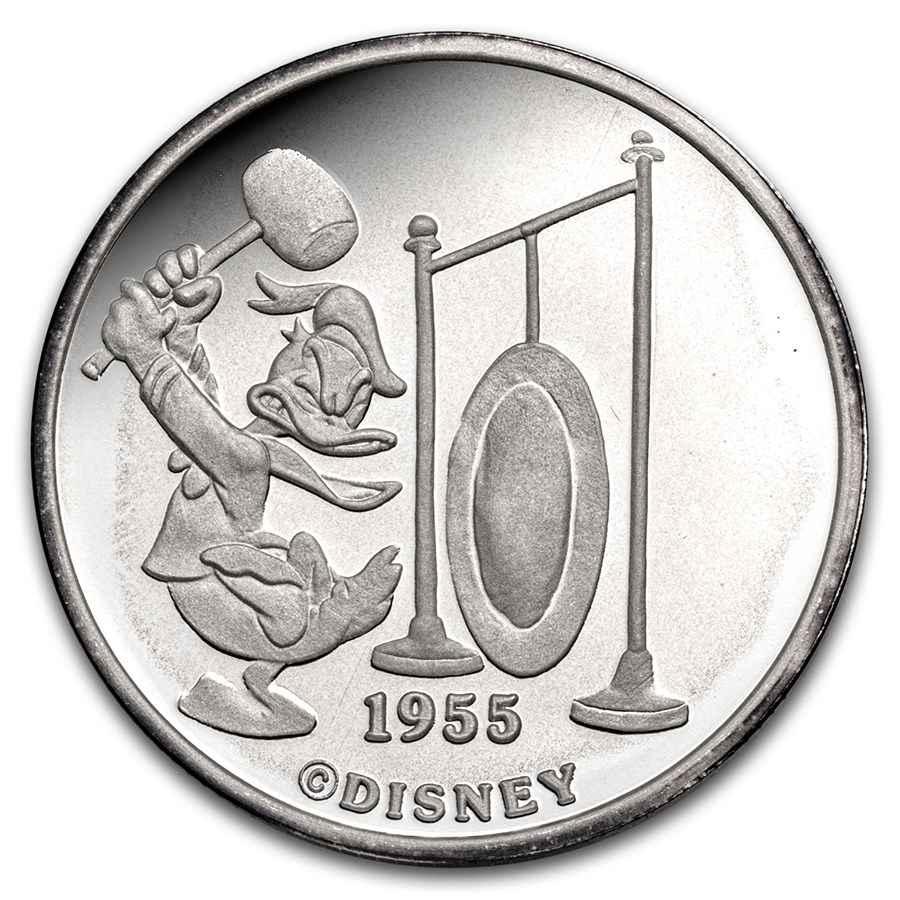 1990 1 oz Silver - Donald Duck - Media Duck w/Box & COA