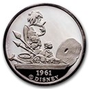 1990 1 oz Silver - Donald Duck - Professor of Fun w/Box & COA