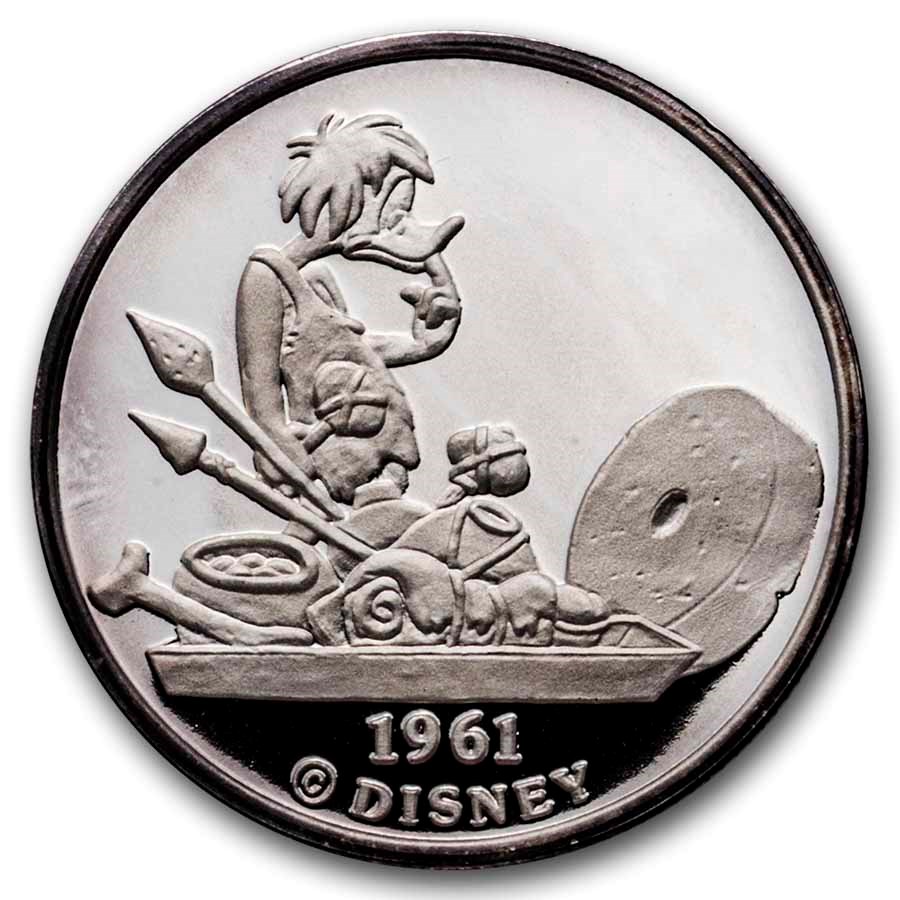 1990 1 oz Silver - Donald Duck - Professor of Fun w/Box & COA